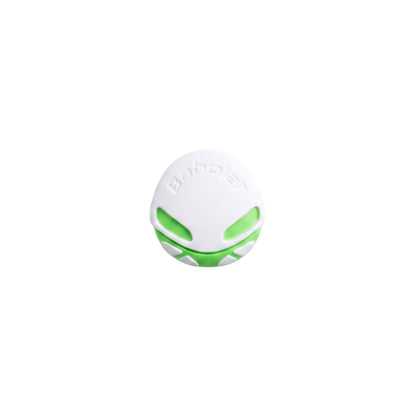 Green and white Babolat Dampener on a white background