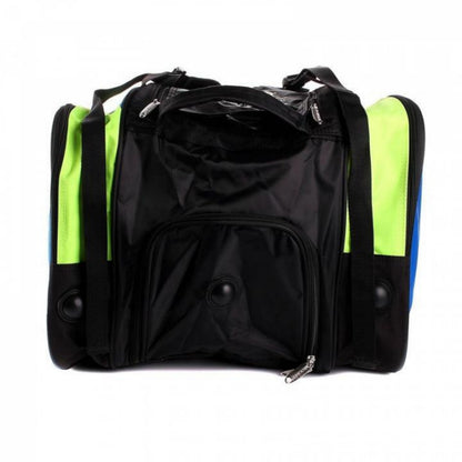 Black and green oliver racket bag on a white background