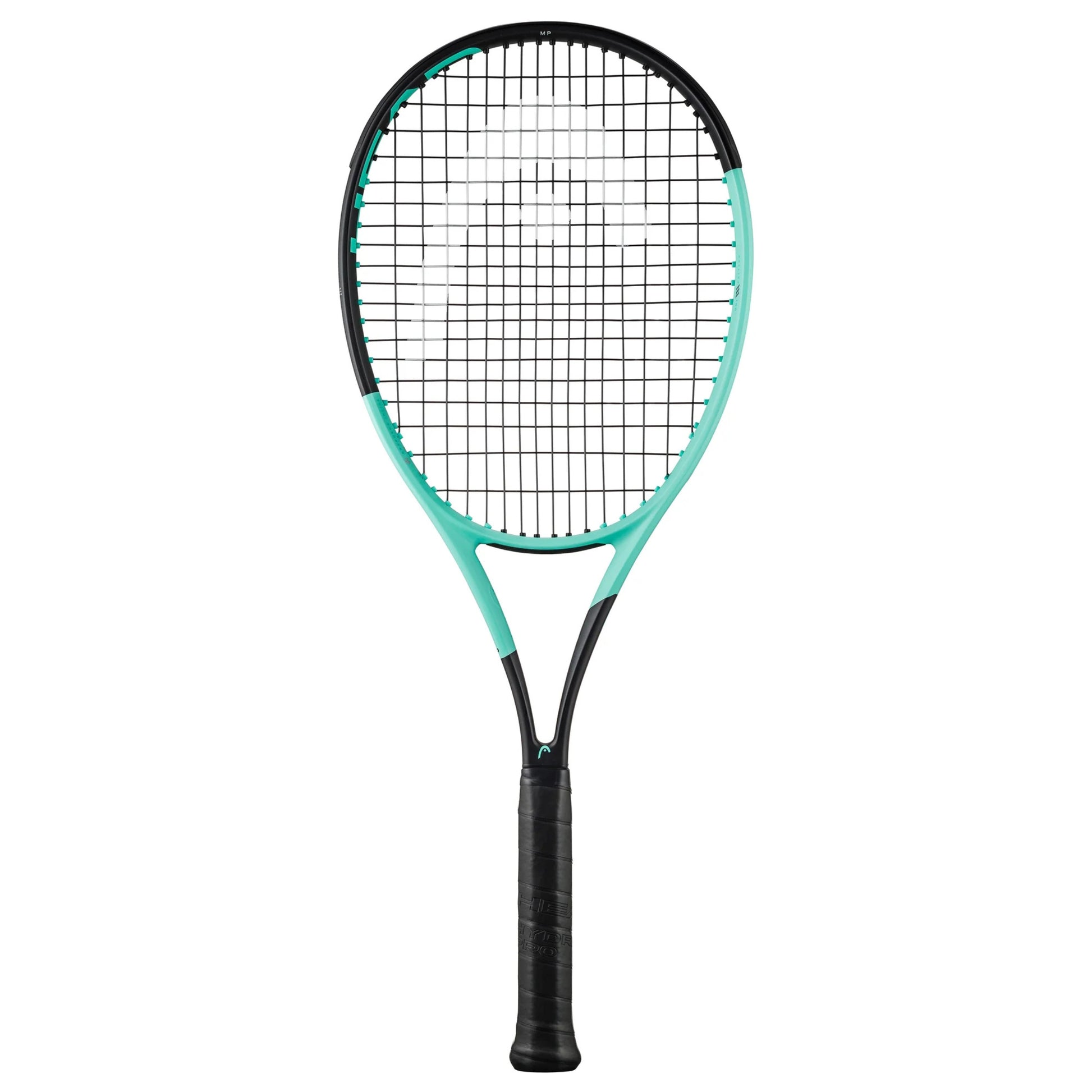 Head Tennis racket with black and teal design on a white background