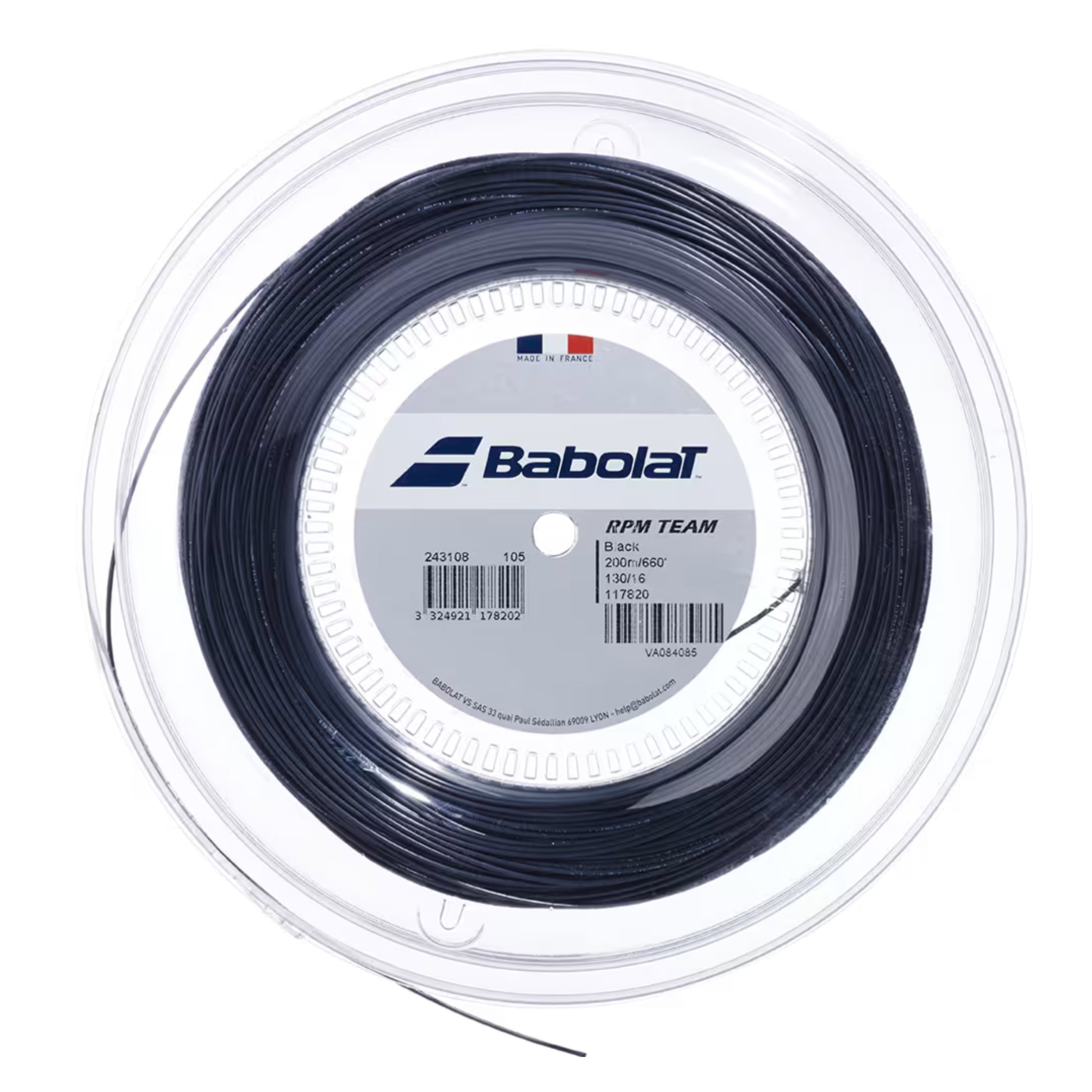 Babolat Racket Strings BABOLAT STRING RPM TEAM BLACK 16G 1.30MM REEL – Baseline Racquets