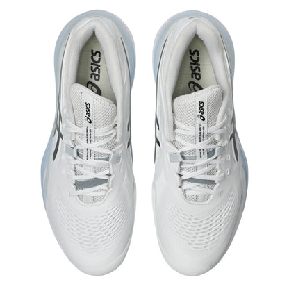 White tennis shoes with gray accents on a white background