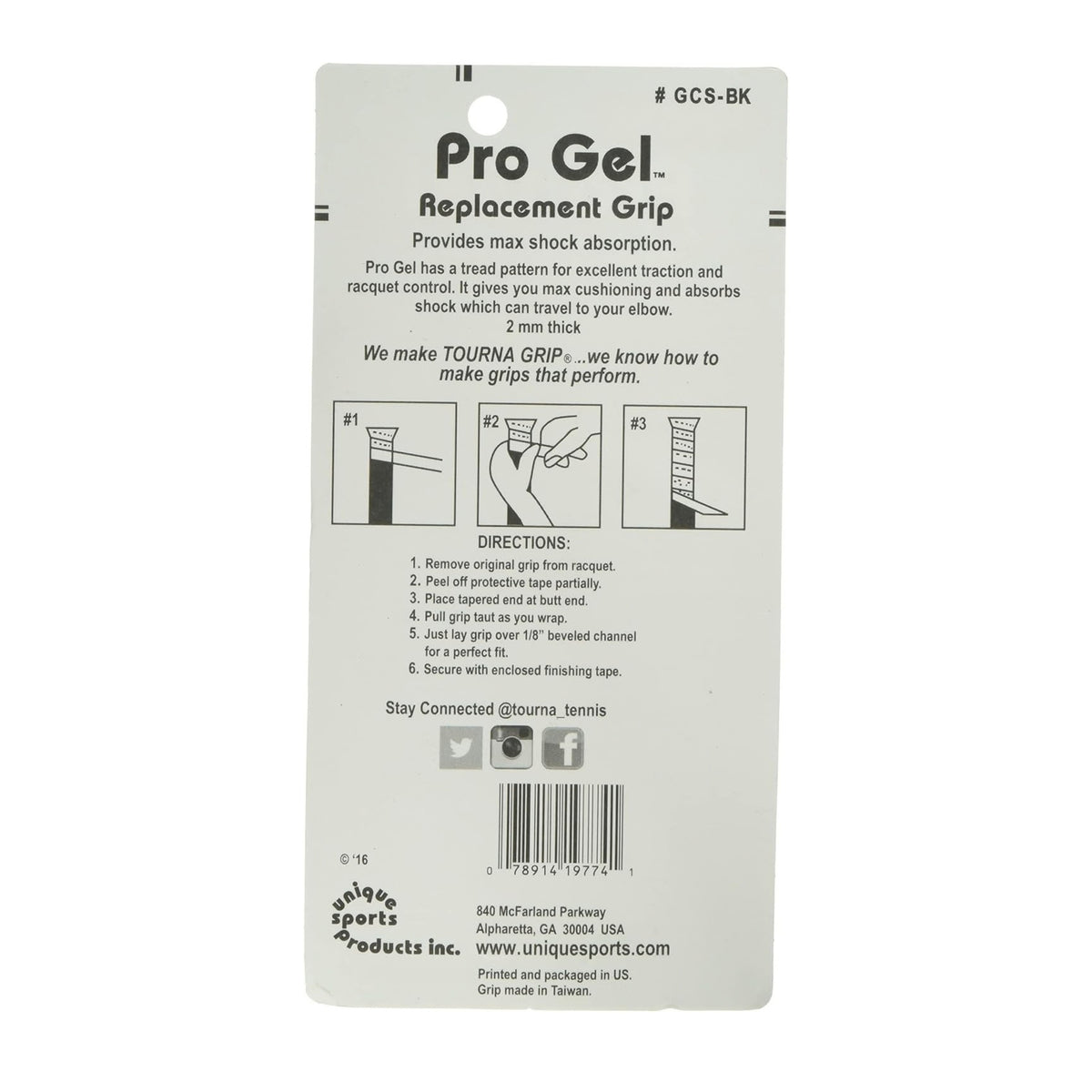 TOURNA GRIP REPLACEMENT PRO GEL 2MM BLK (TBD)
