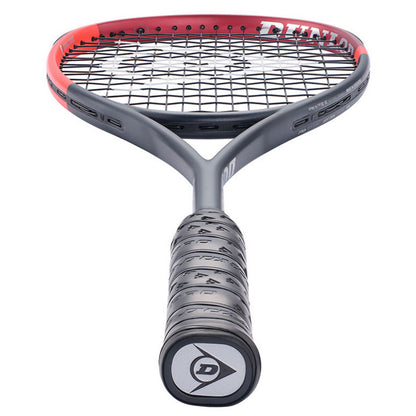 Dunlop Squash racket with red accents on a white background