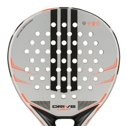 Padel racket with perforated design and visible branding on a white background