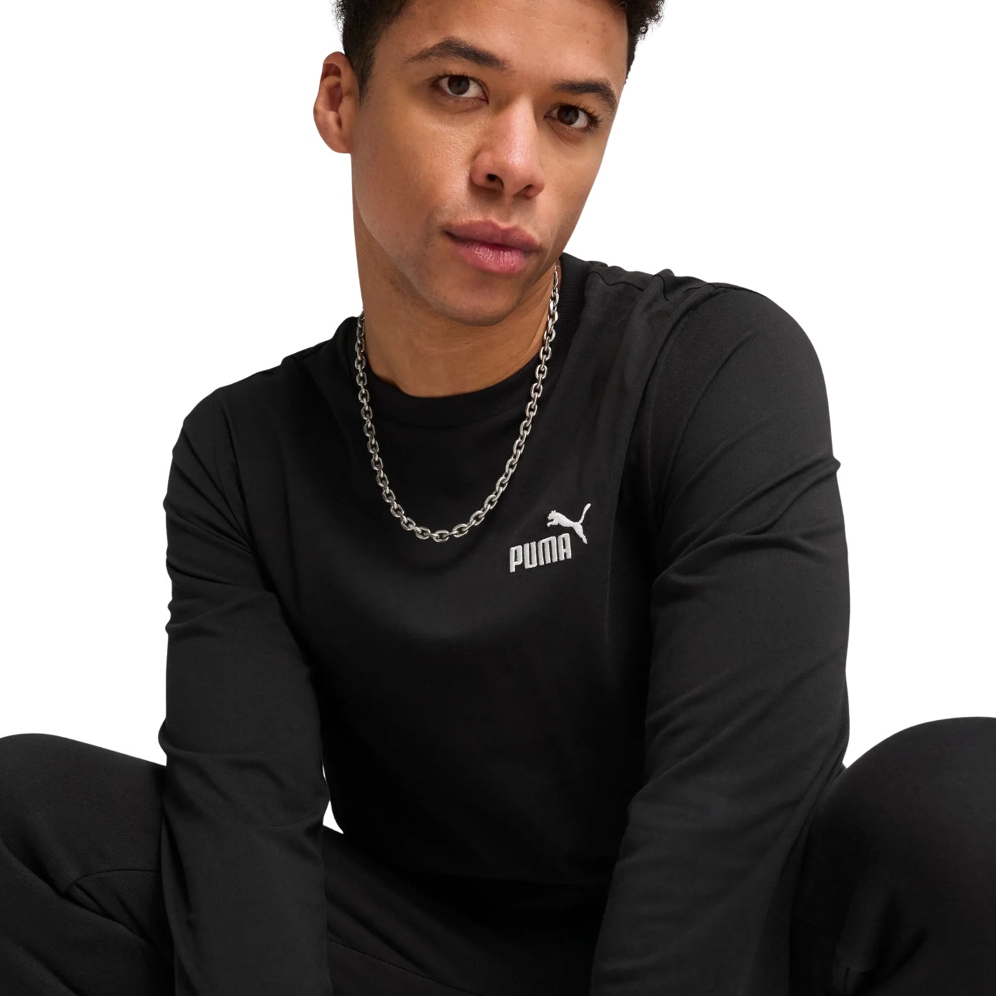 PUMA TEE LONG SLEEVE ESSENTIAL MN BLACK (AW25)