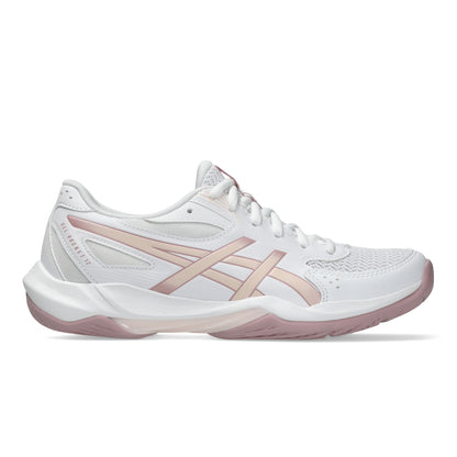 White and pink squash shoe on a white background