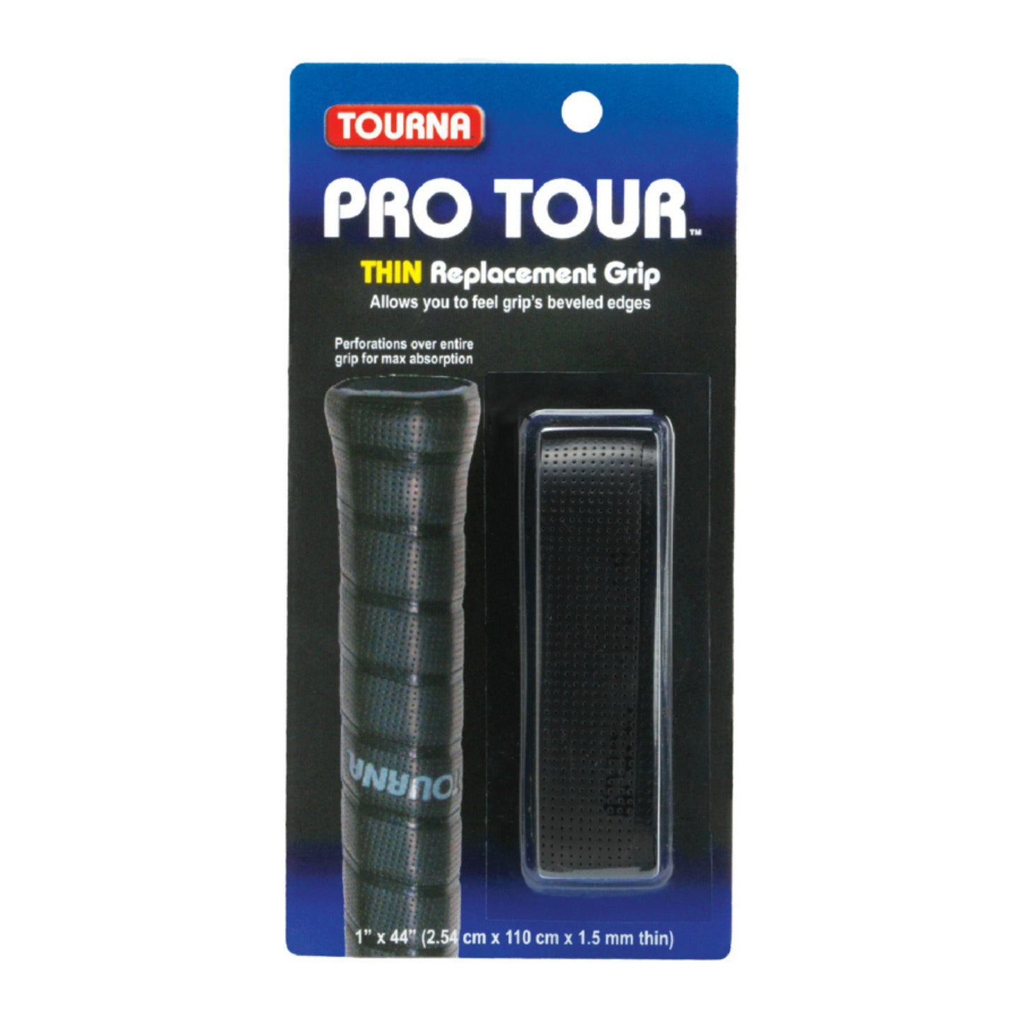 Pro Tour thin replacement grip packaging with Tourna branding on a white background