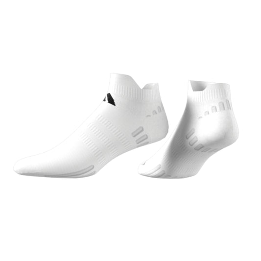 White low cut sock with adidas logo in front