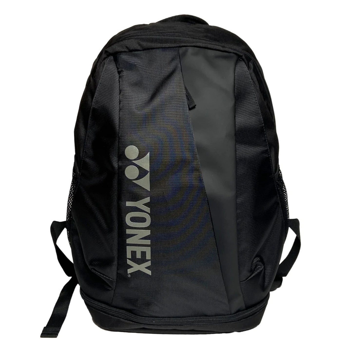 Black backpack with Yonex logo on a white background