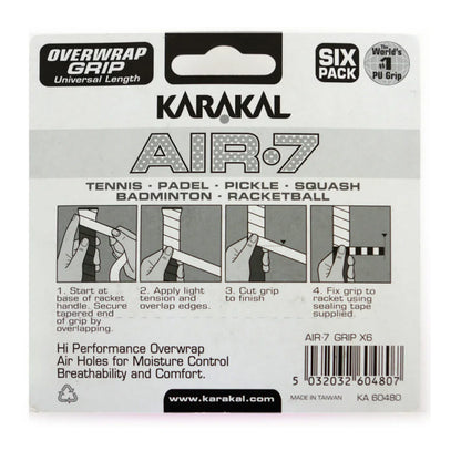 KARAKAL GRIP OVERGRIP AIR 7 ASSORTED (6) WHT