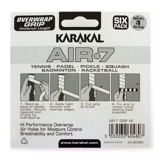 KARAKAL GRIP OVERGRIP AIR 7 ASSORTED (6) WHT