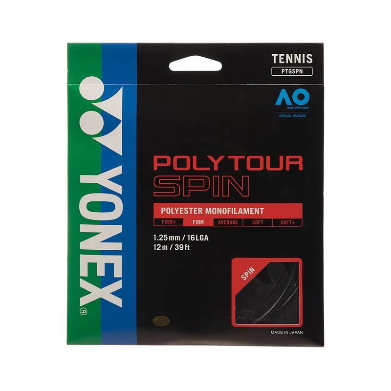 YONEX STRING POLYTOUR SPIN 1.25MM 16L BLK SET