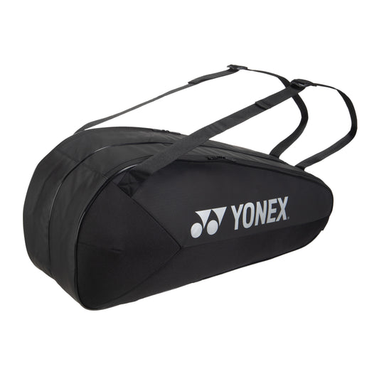 Black Yonex tennis bag on a white background