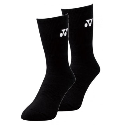Two black Yonex socks with a logo on a white background