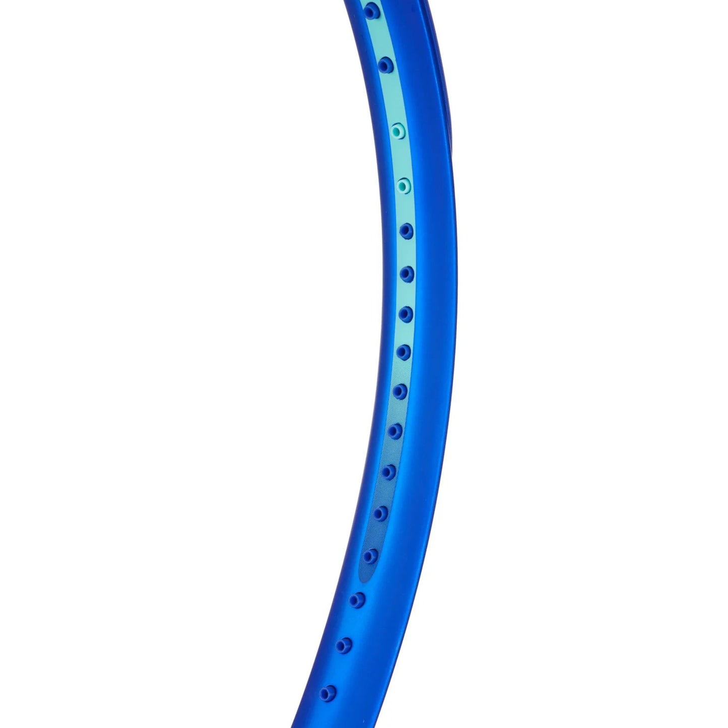 Blue tennis racket frame on a white background