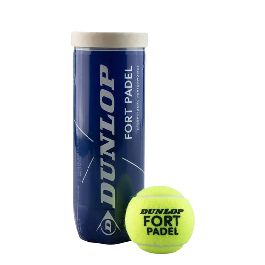 Yellow Dunlop Fort Padel ball on a white background