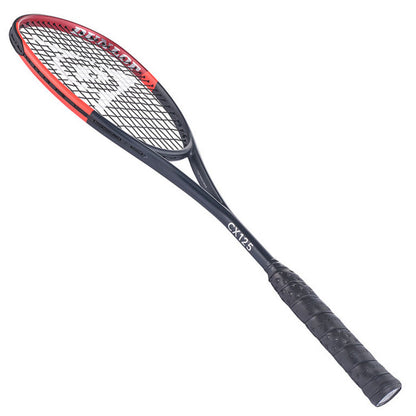 Dunlop Squash racket with red accents on a white background