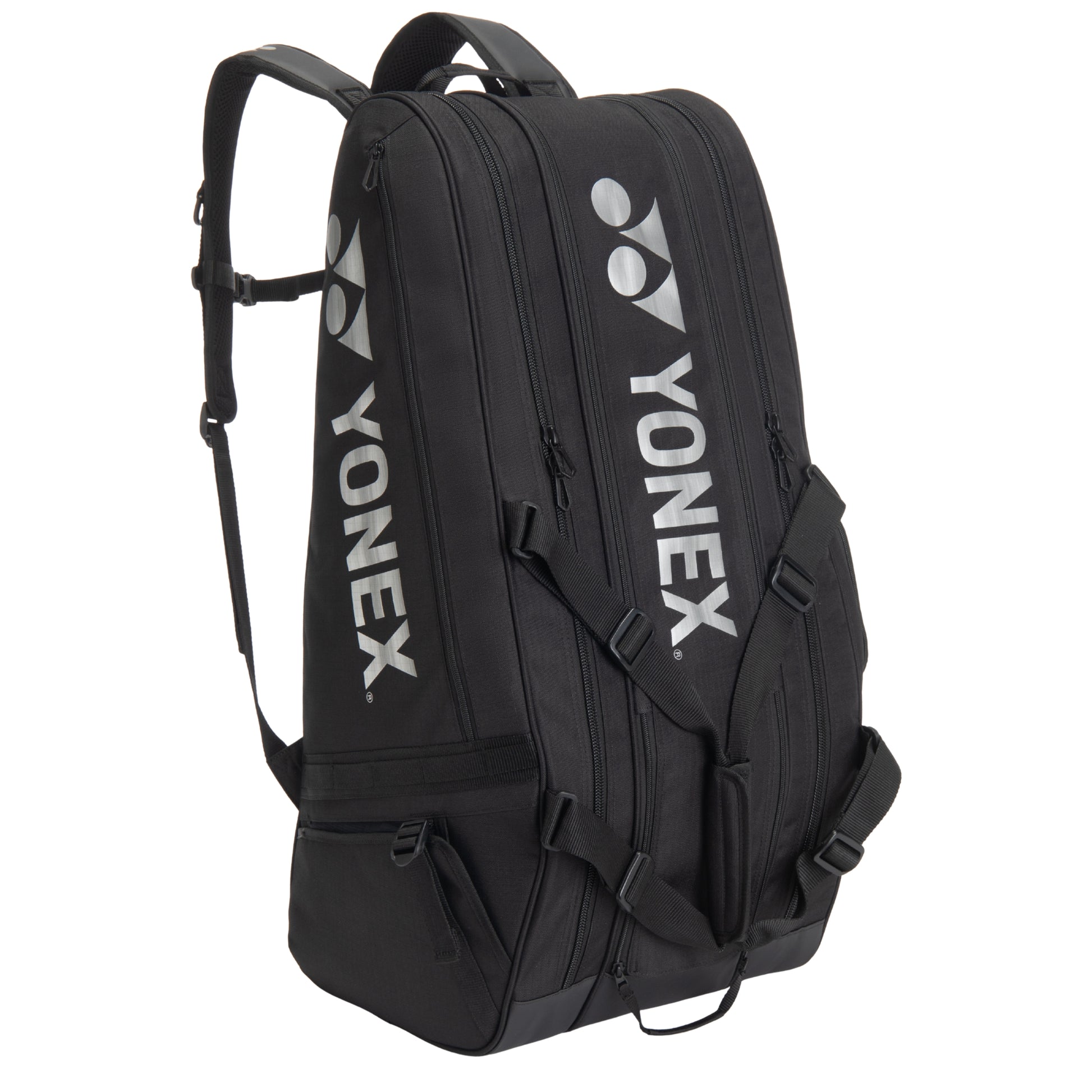 Black Yonex backpack on a white background