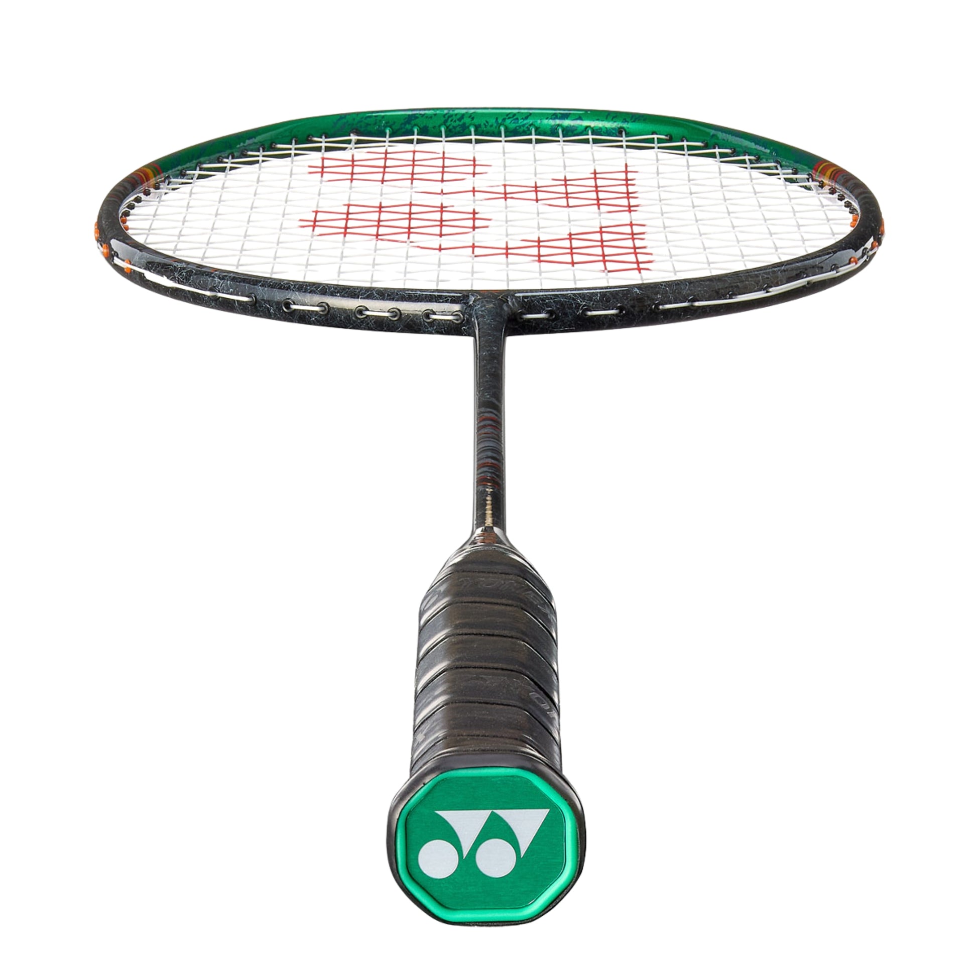 Black and green Yonex Astrox 99 Play badminton racket on a white background