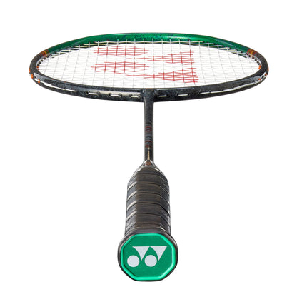 Black and green Yonex Astrox 99 Play badminton racket on a white background