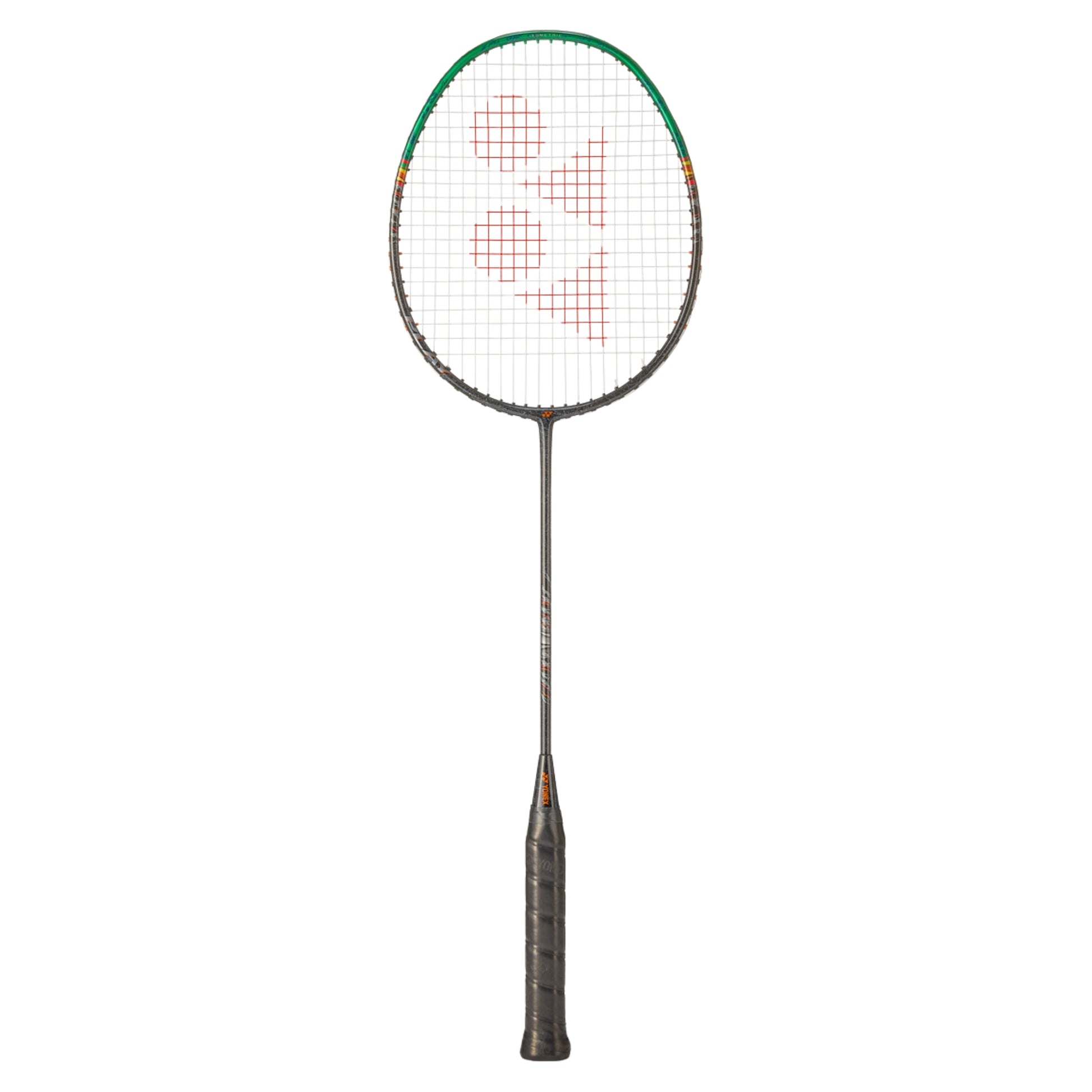 Black and green Yonex Astrox 99 Play badminton racket on a white background