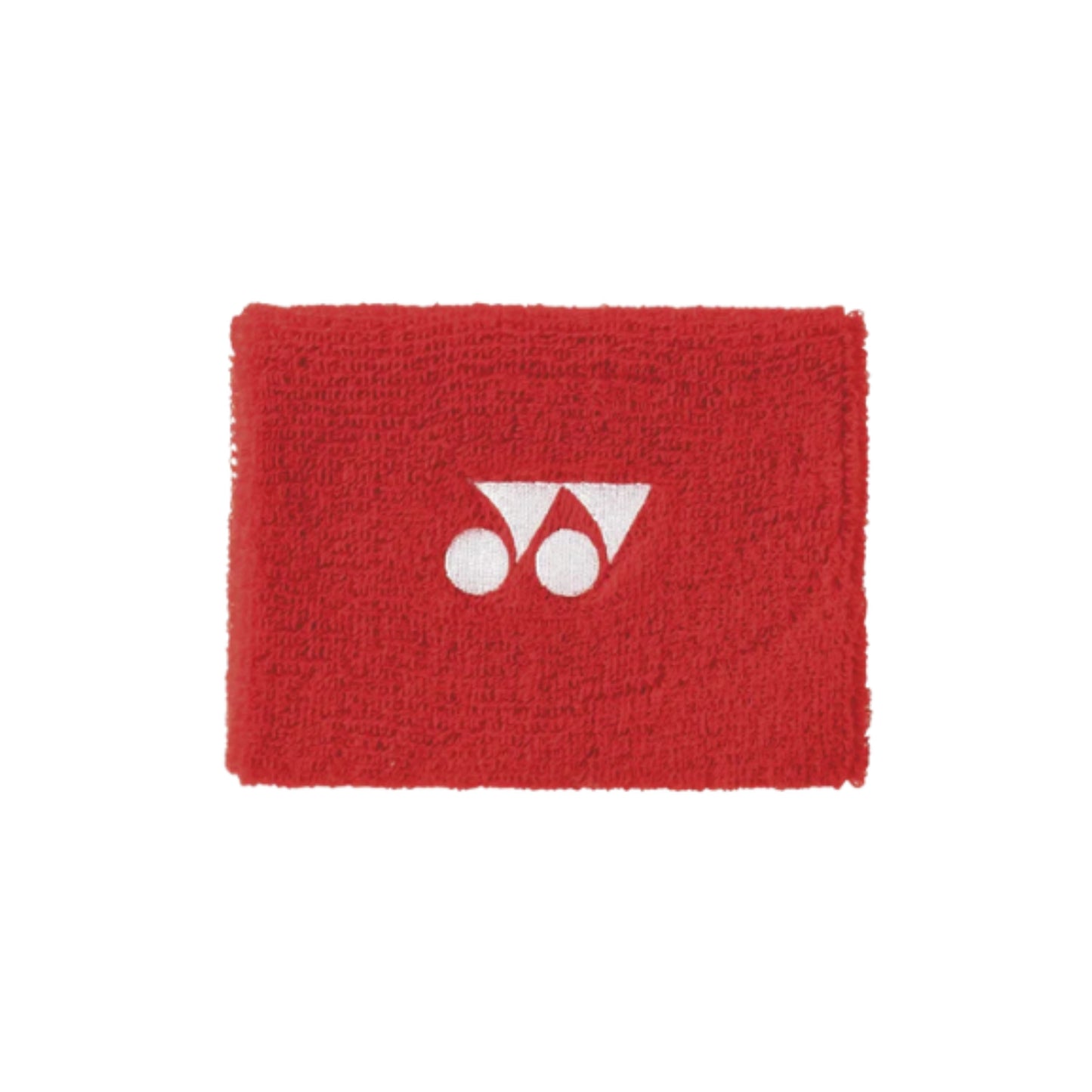 Red wristband with a white Yonex logo on a white background
