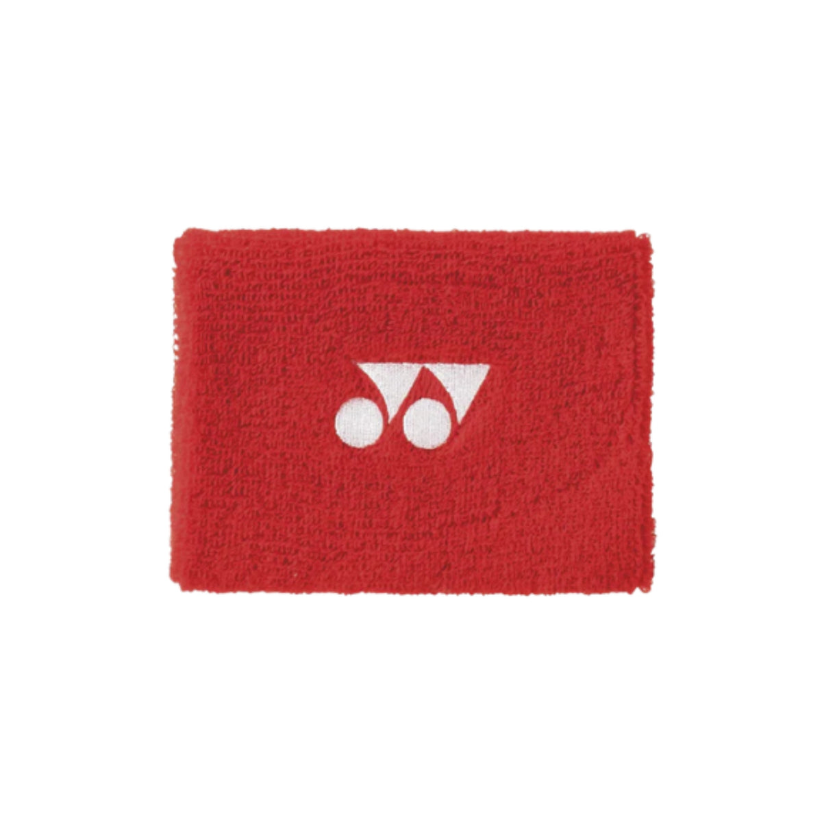Red wristband with a white Yonex logo on a white background