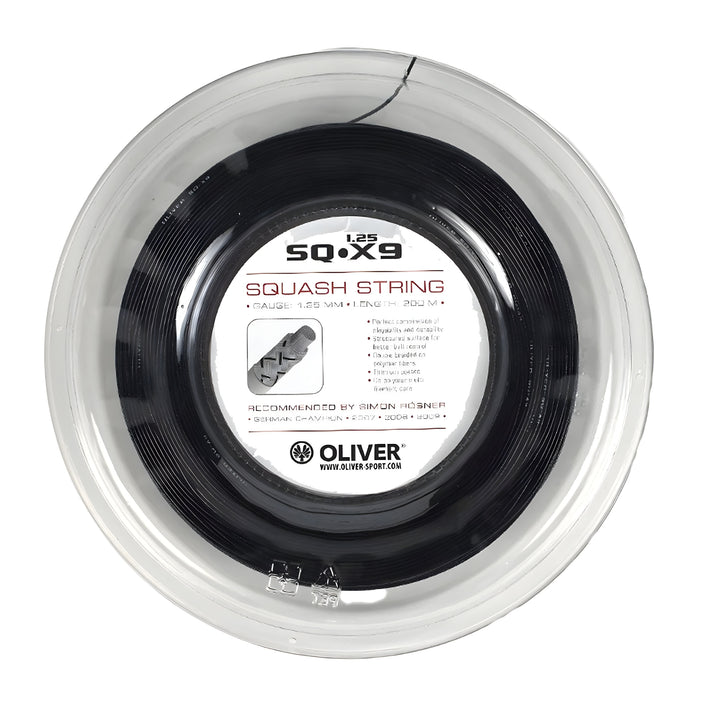 OLIVER STRING SQ X9 1.25MM BLACK REEL – Baseline Racquets