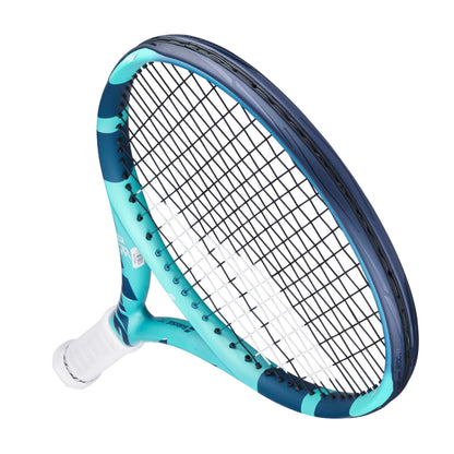Top view of Teal and Navy Babolat racket