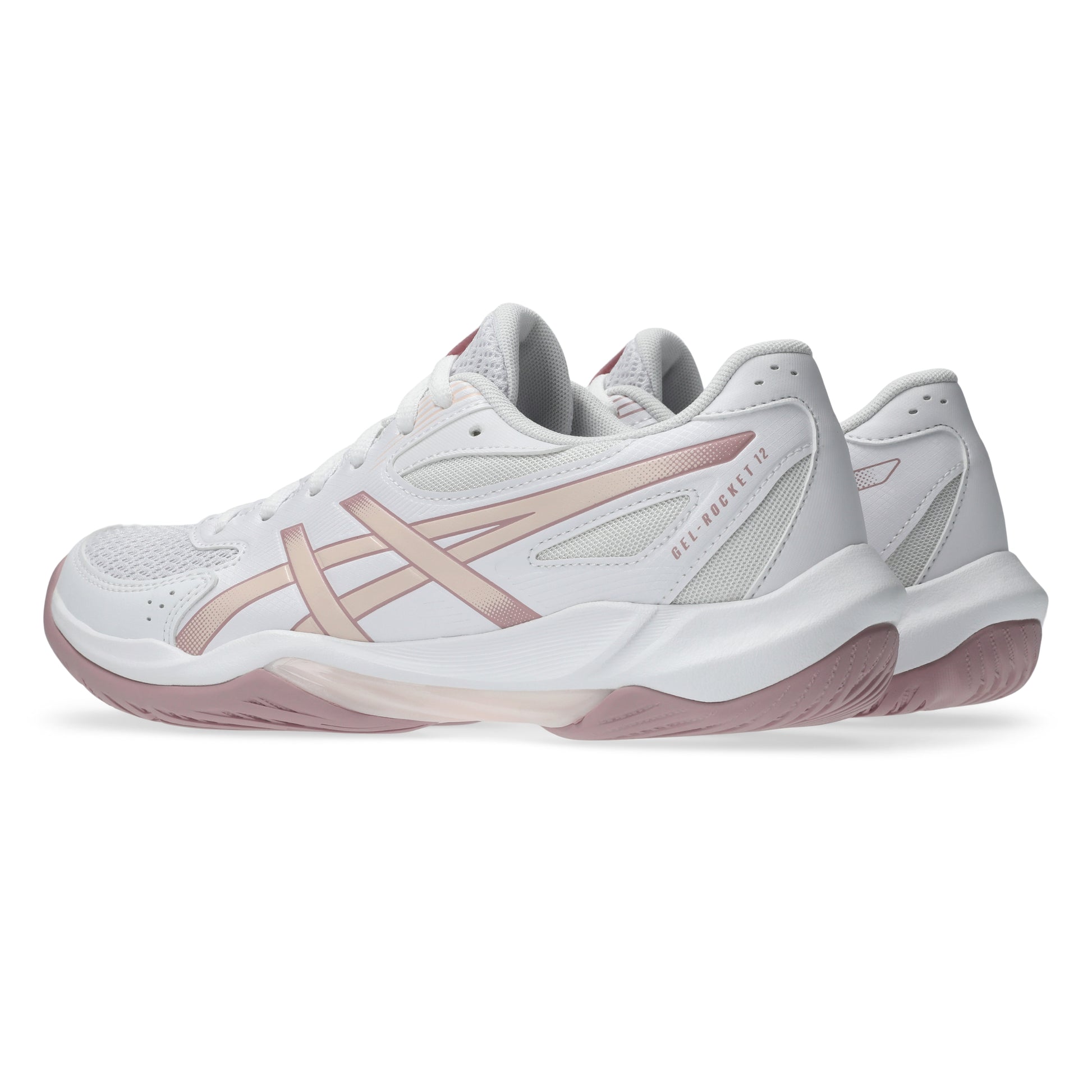 White and pink squash shoes on a white background