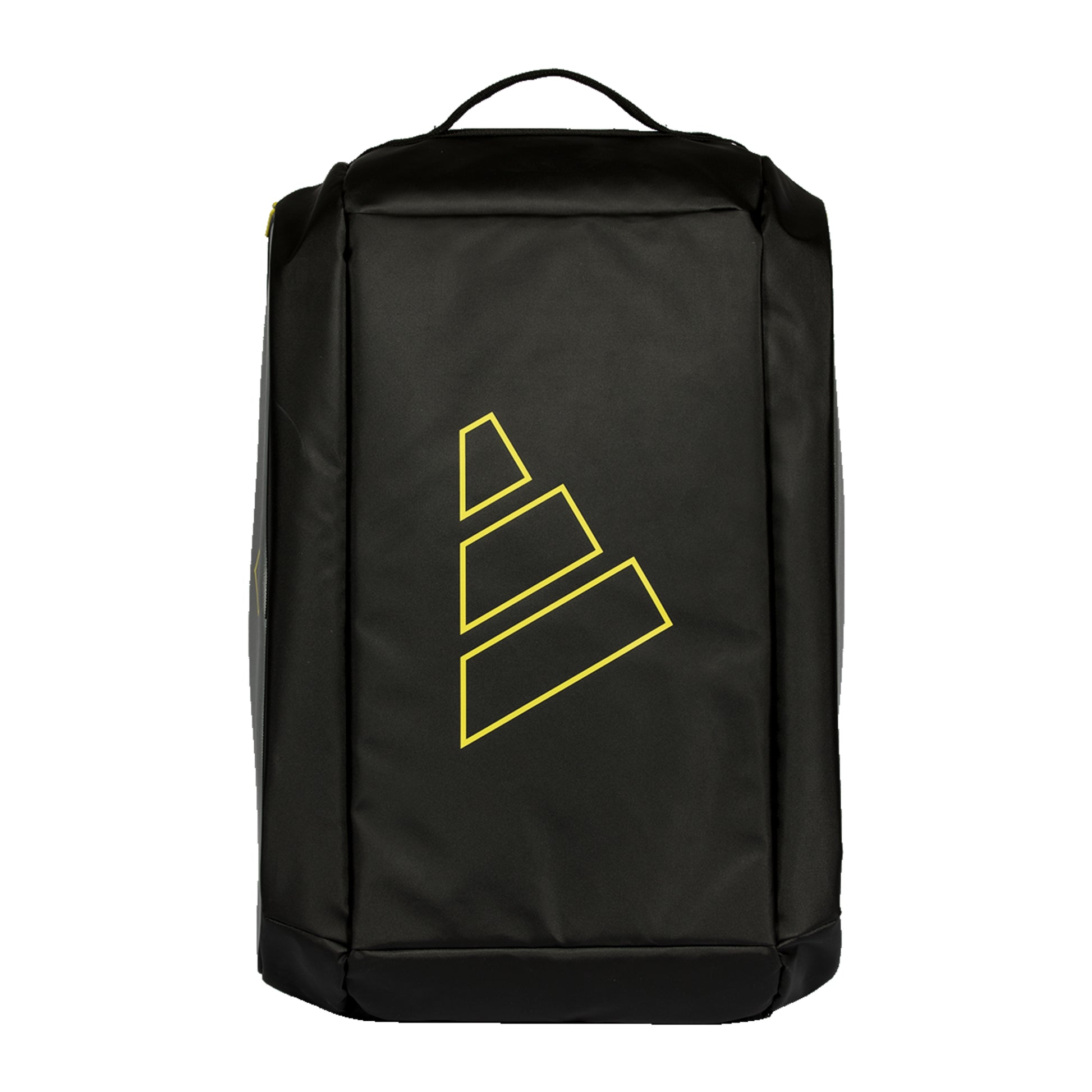 Silver Adidas bag with black on a white background