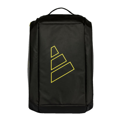 Silver Adidas bag with black on a white background