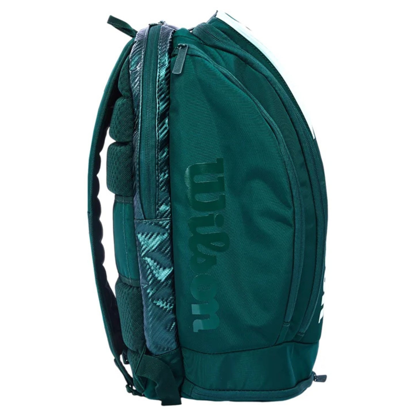 Green backpack with Wilson logo on a white background