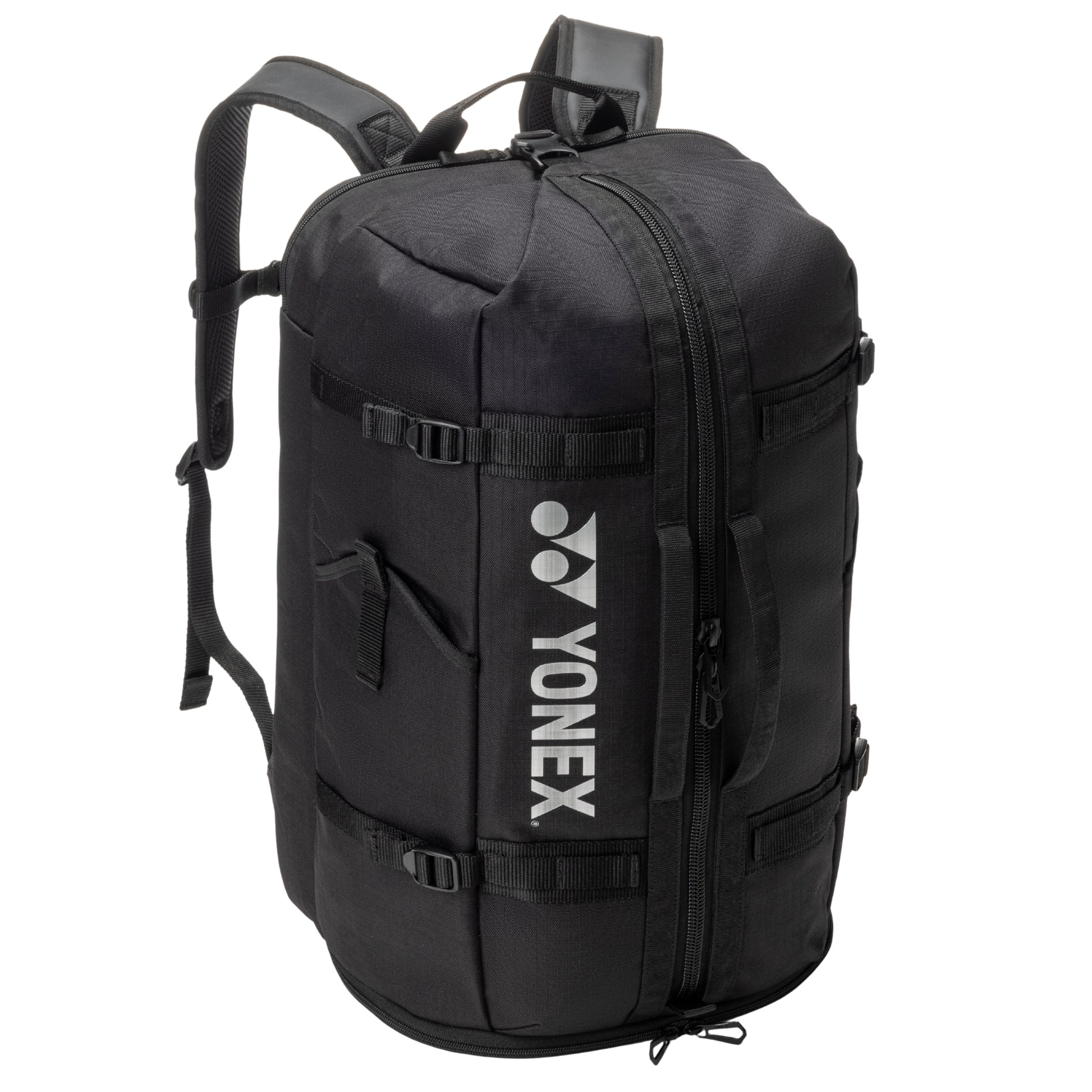 Black backpack with Yonex logo on a white background