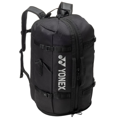 Black backpack with Yonex logo on a white background
