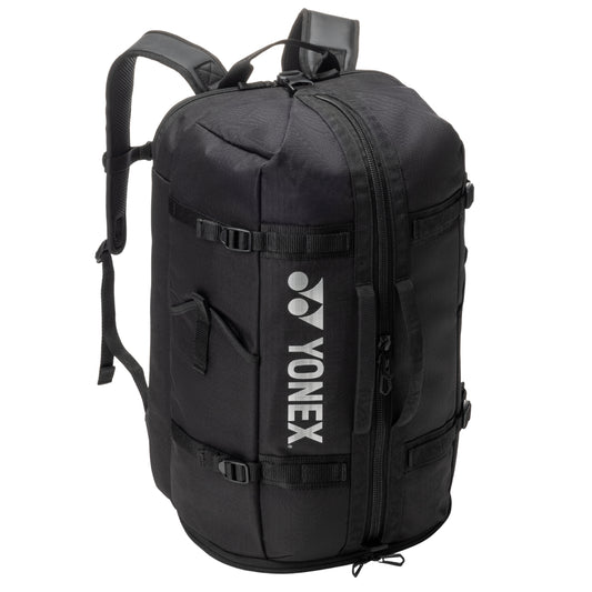 Black backpack with Yonex logo on a white background