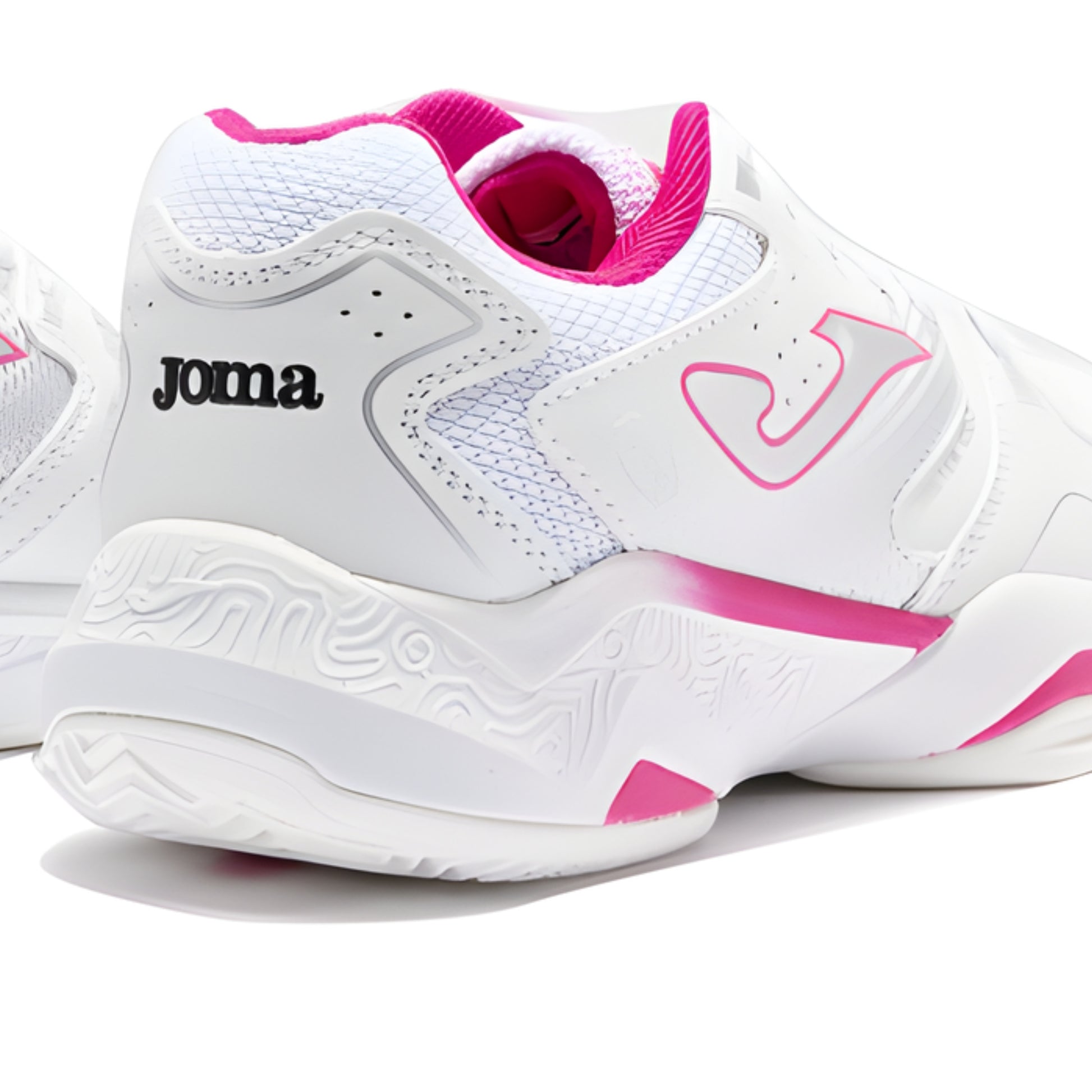 White and ink kids Joma tennis shoe back of the shoe