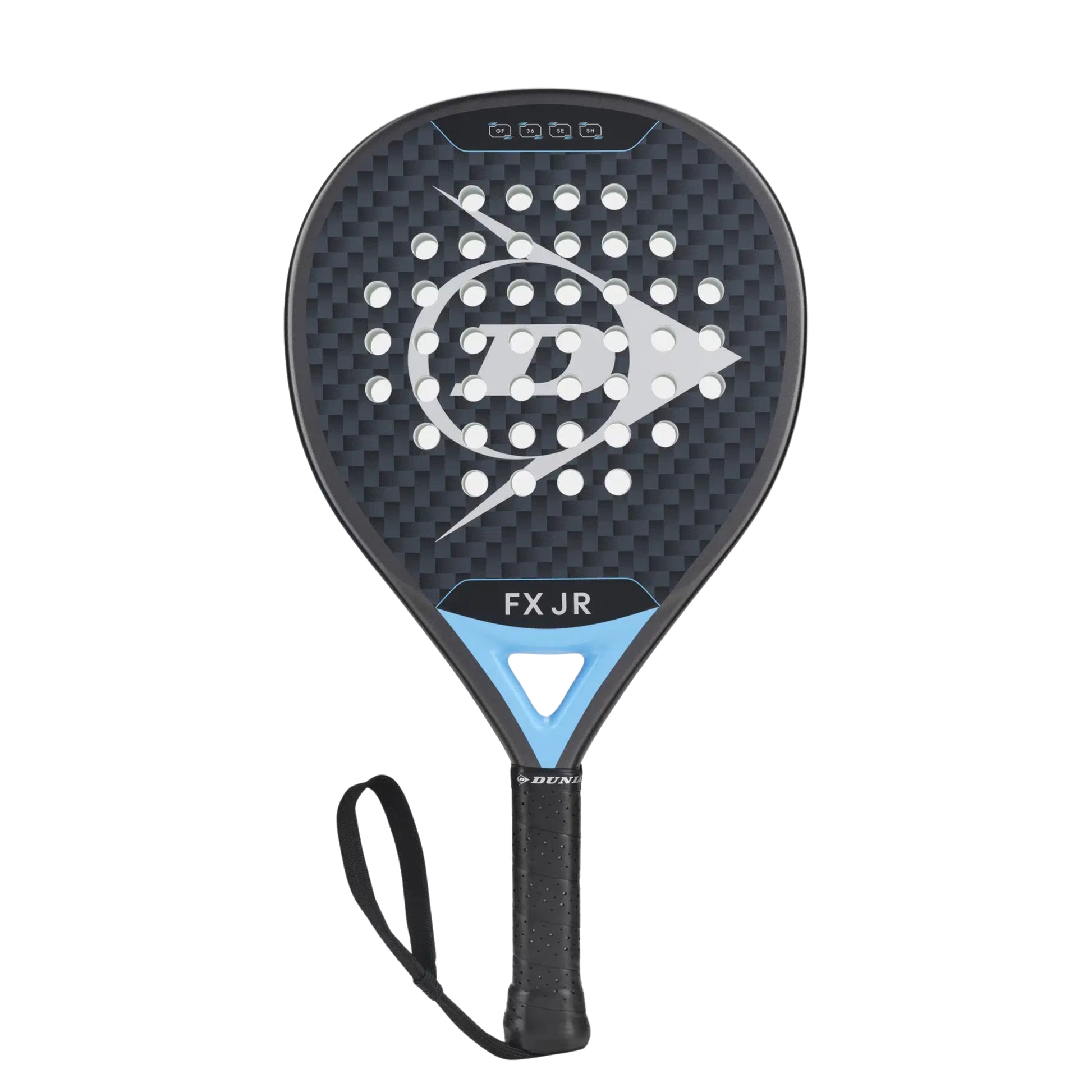Dunlop FX JR Padel racket with brand logo on a white background