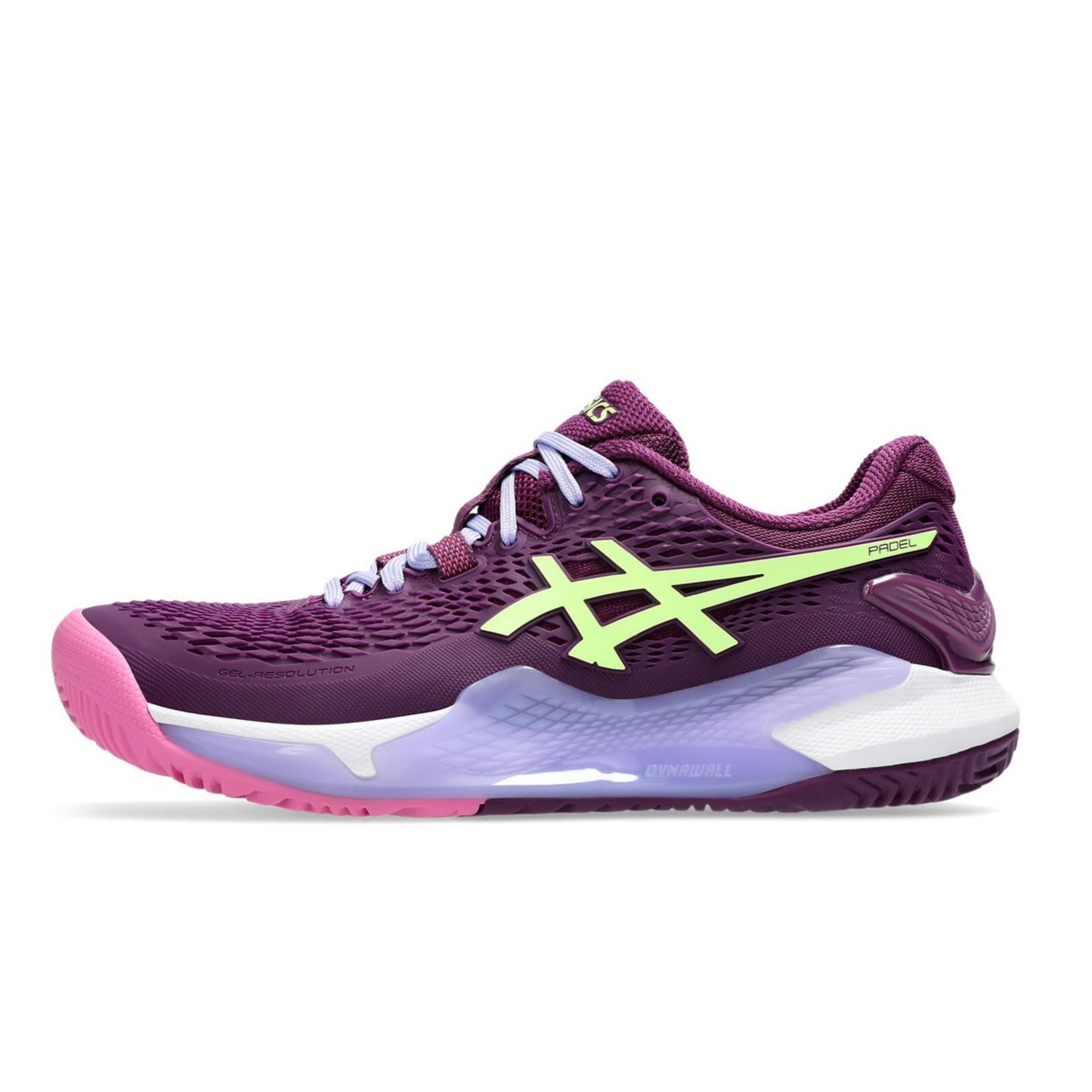 ASICS SHOE G-RESOLUTION 9 PADEL WN DEEP MAUVE/LIME GREEN (AW24