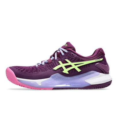 ASICS SHOE G-RESOLUTION 9 PADEL WN DEEP MAUVE/LIME GREEN (AW24)