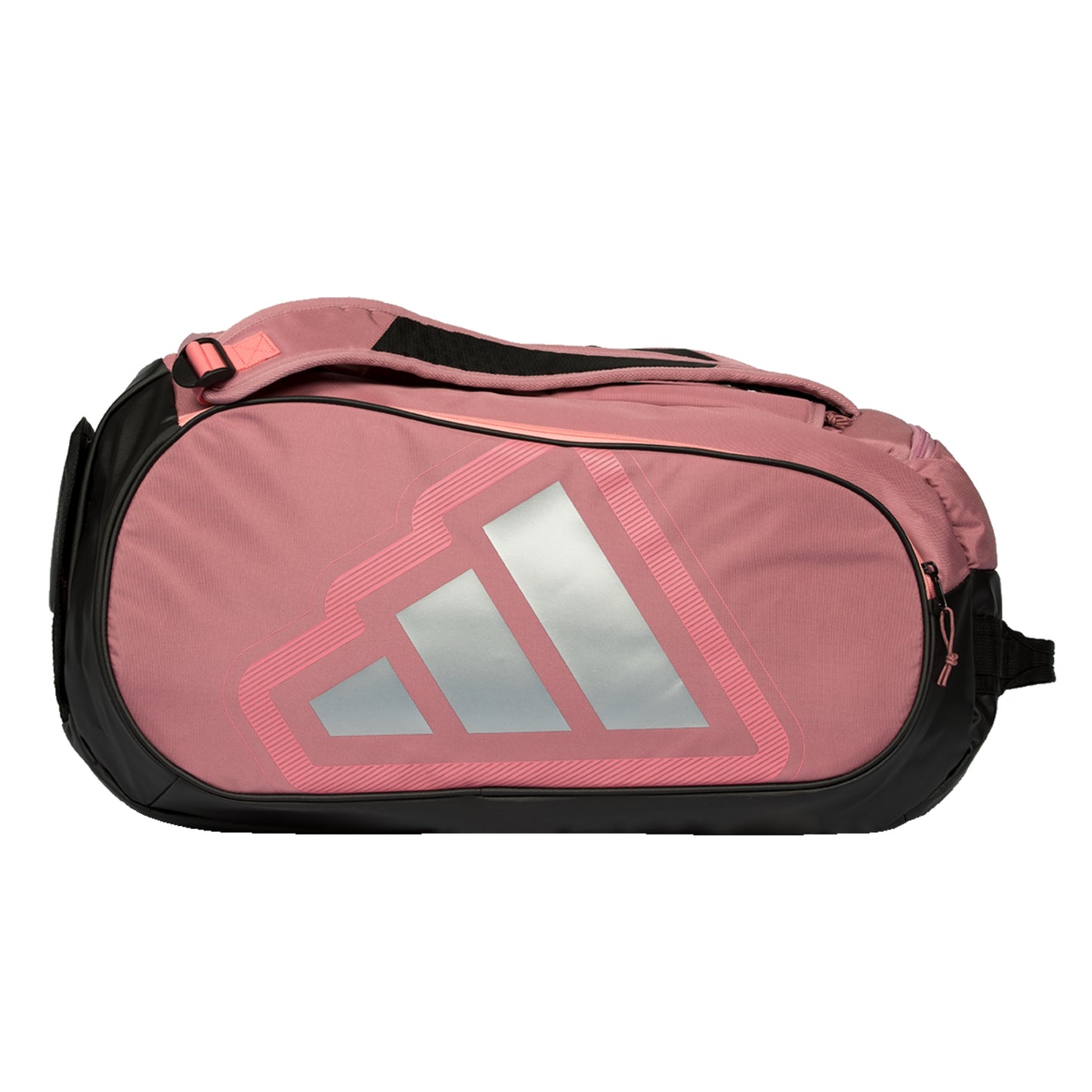 Pink adidas Padel bag with a silver logo on a white background