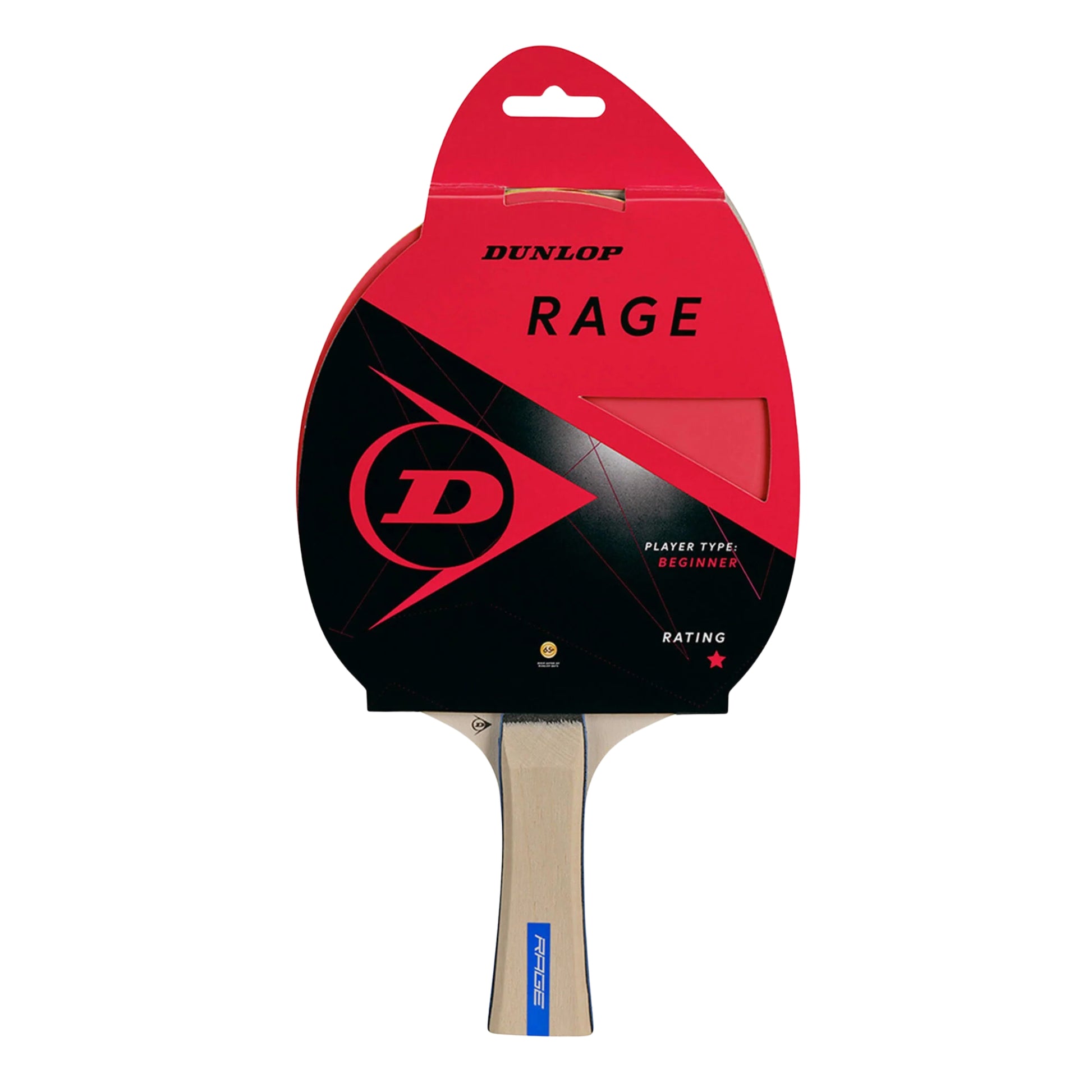 Table tennis bat called Rage with information of the bat