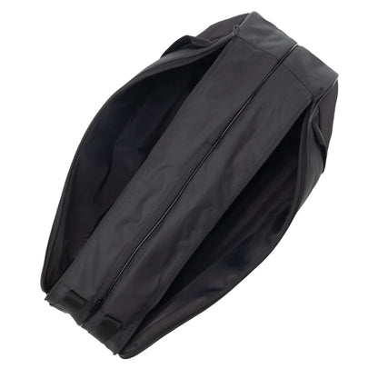Black tennis bag on a white background