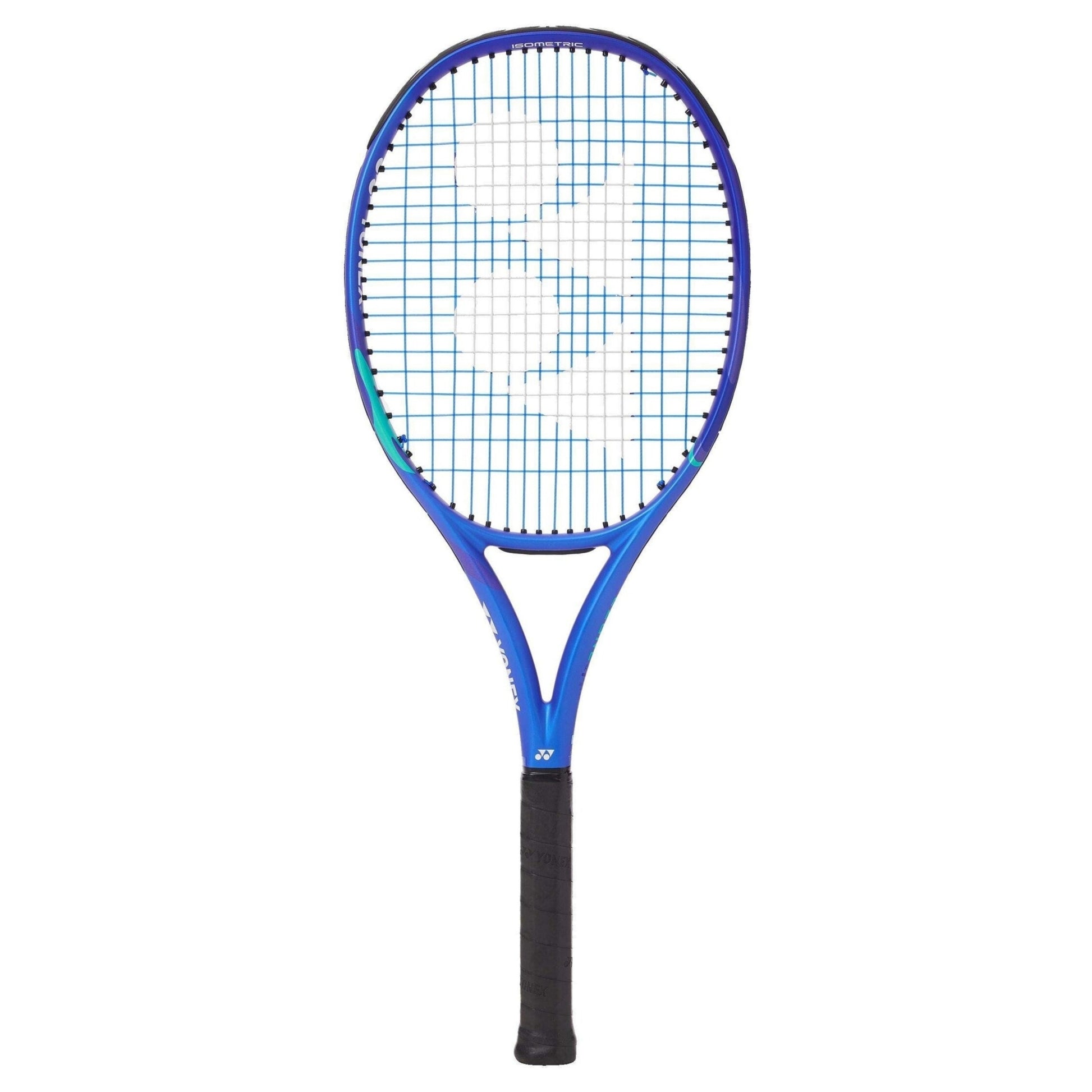 Blue Yonex Ezone Racket on a whte background