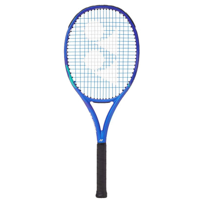 Blue Yonex Ezone Racket on a whte background