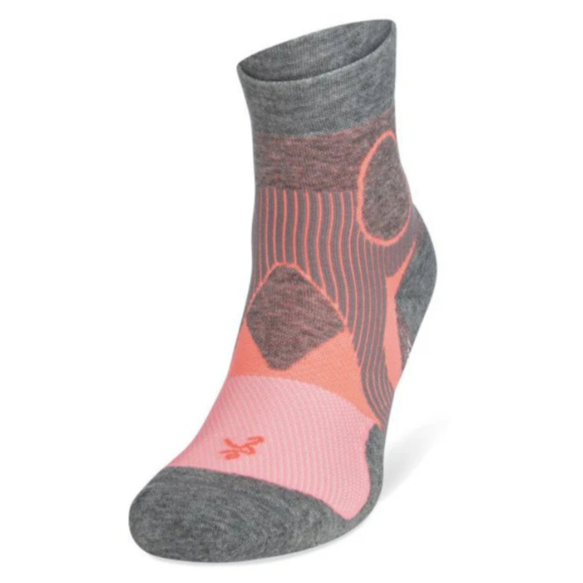 Gray and pink ankle sock on a white background
