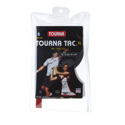 Packaged Tourna Tac XL tennis grip on a white background