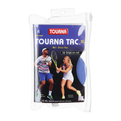 Packaged Tourna Tac XL tennis grip with two players on a white background