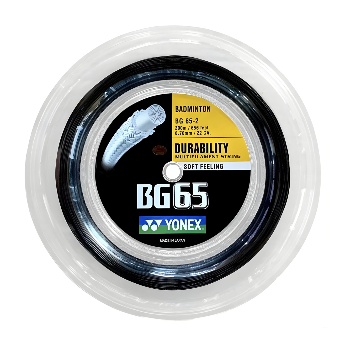 YONEX STRING BMT BG65 22G 0.70MM BLACK REEL