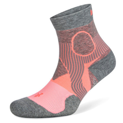 Gray and pink ankle sock on a white background